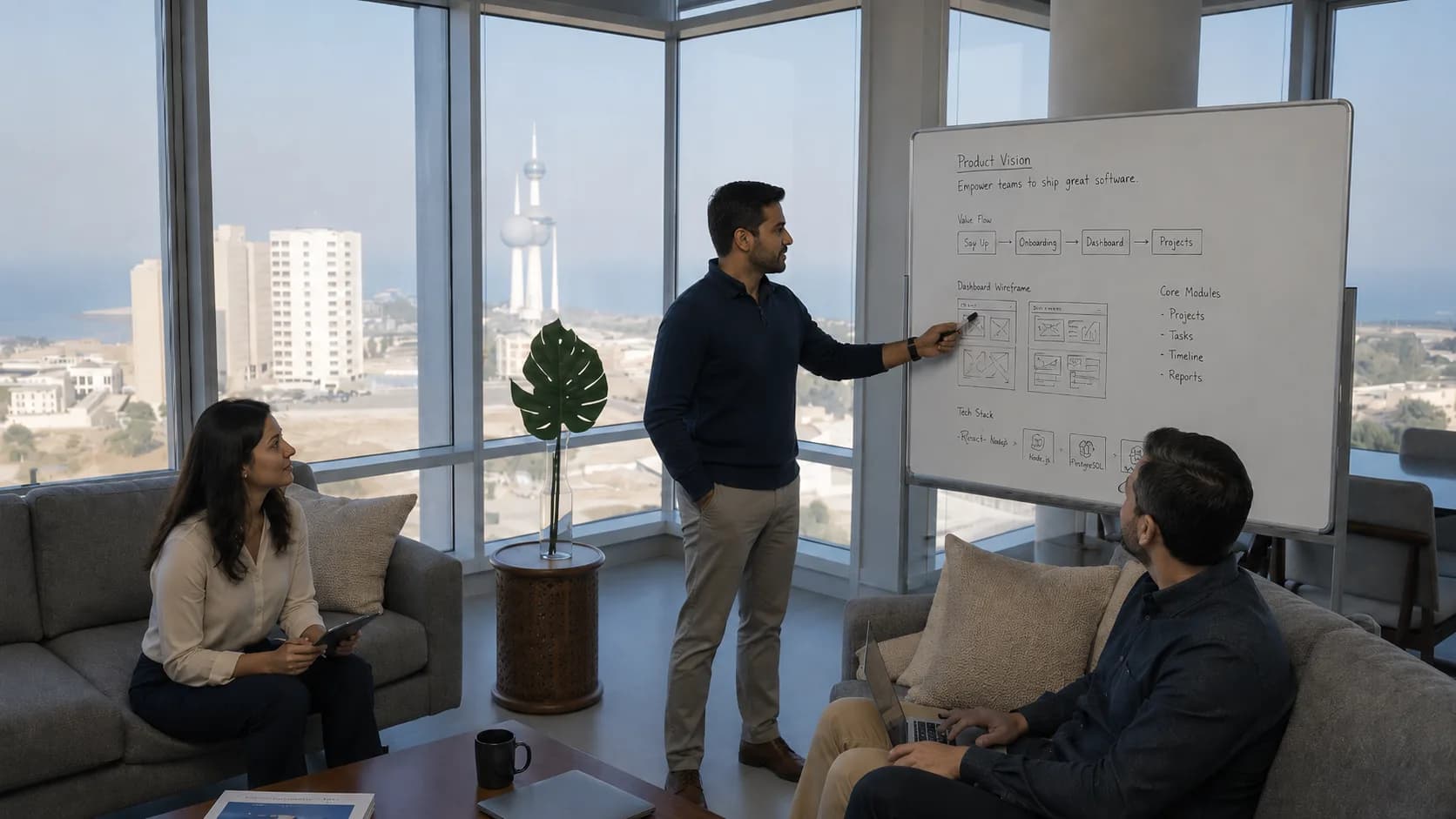 Business team reviewing a digital product experience